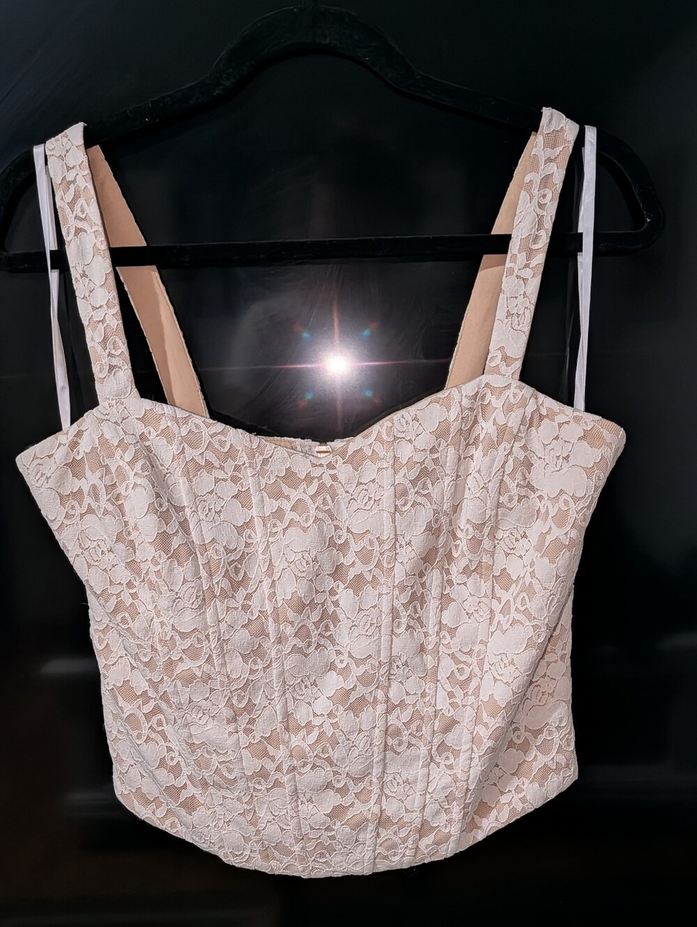 le chateau Cream Colored Lace Corset Style Tank Top